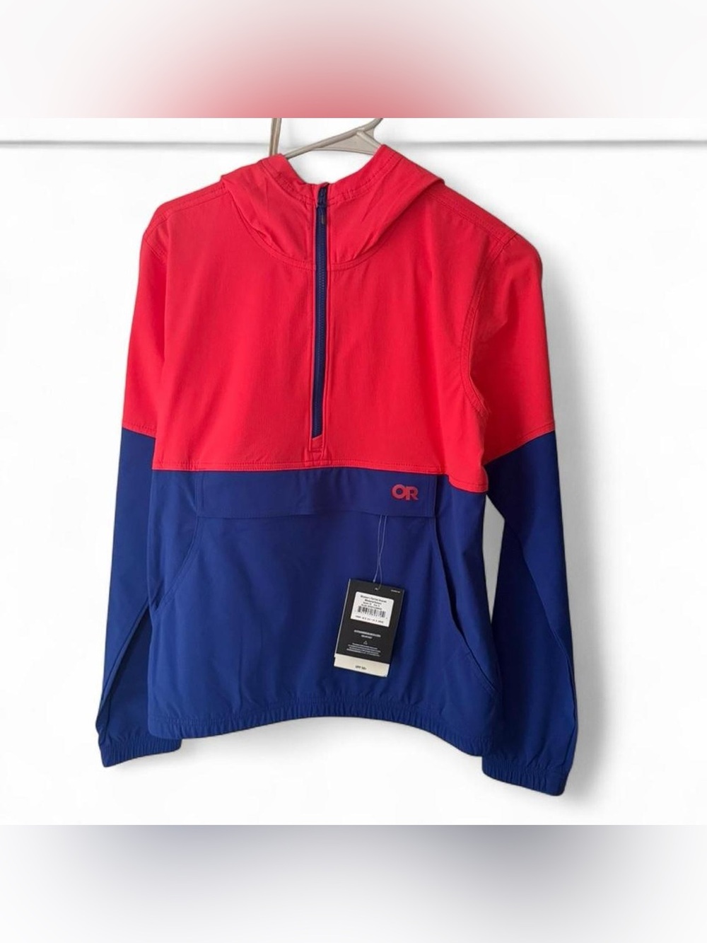 Outdoor Research Coral & Navy Half-Zip Hooded Pullover Anorak Jacket